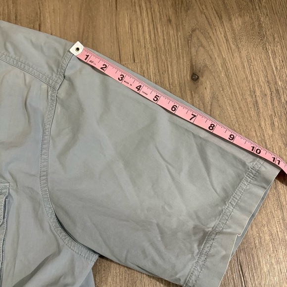 Eddie Bauer Mens L Short Sleeve Button Up Shirt Blue Front Pockets Fishing - Picture 7 of 11